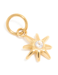 Waterproof Gold Plated Stainless Steel Cubic Zirconia Eight-Point Star Charm - link has visual effect only