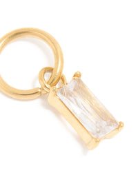 Waterproof Gold Plated Stainless Steel Cubic Zirconia Baguette Charm - link has visual effect only