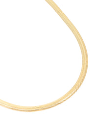 Waterproof Gold Plated Stainless Steel Flat Detail Chain Necklace - link has visual effect only
