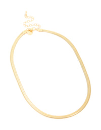 Waterproof Gold Plated Stainless Steel Flat Detail Chain Necklace - link has visual effect only