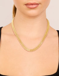 Waterproof Gold Plated Stainless Steel Interwoven Chain Necklace - link has visual effect only