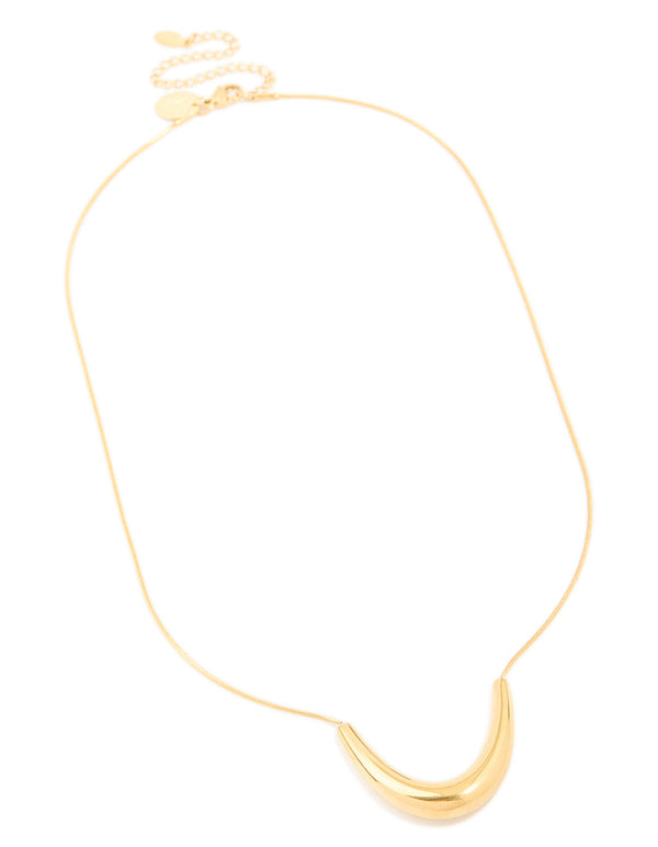 Waterproof Gold Plated Stainless Steel U-Shaped Pendant Necklace
