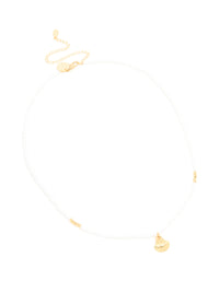 Waterproof Gold Plated Stainless Steel & White Beaded Shell Pendant Necklace - link has visual effect only
