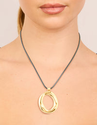 Waterproof Gold Plated Organic Open Pendant Cord Necklace - link has visual effect only