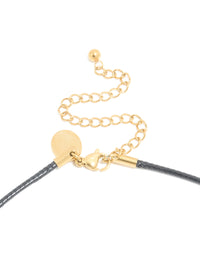 Waterproof Gold Plated Organic Open Pendant Cord Necklace - link has visual effect only