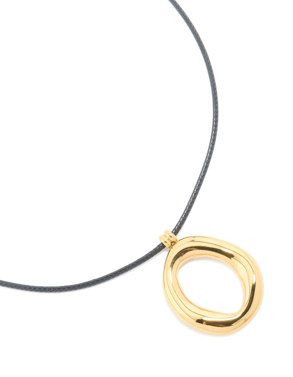 Waterproof Gold Plated Organic Open Pendant Cord Necklace