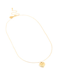 Waterproof Gold Plated Stainless Steel Textured Heart Pendant Necklace - link has visual effect only