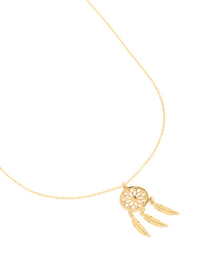 Waterproof Gold Plated Stainless Steel Dreamcatcher Necklace - link has visual effect only