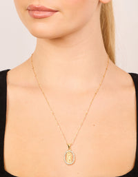 Waterproof Gold Plated Stainless Steel Diamante Mary Pendant Necklace - link has visual effect only