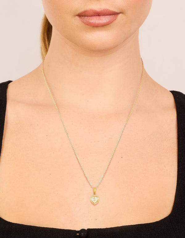 Waterproof Gold Plated Stainless Steel Diamante Mini Pavé Heart Earrings