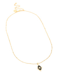 Waterproof Gold Plated Stainless Steel Black Tab Necklace - link has visual effect only