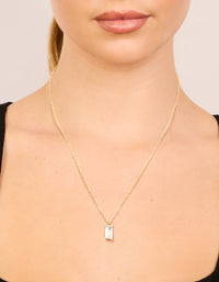 Waterproof Gold Plated Stainless Steel Cubic Zirconia Baguette Pendant Necklace - link has visual effect only