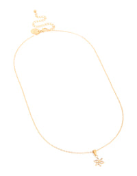 Waterproof Gold Plated Stainless Steel Cubic Zirconia Flower Pendant Necklace - link has visual effect only
