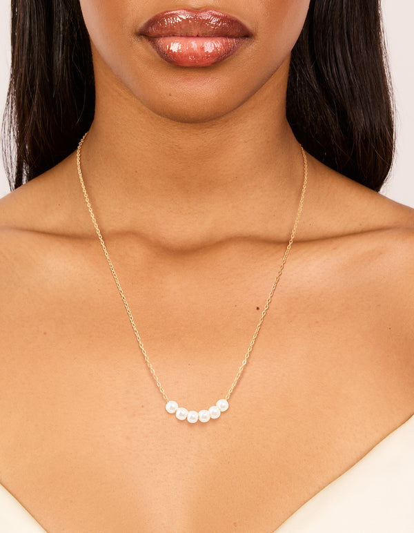 Waterproof Gold Plated Stainless Steel Pearls Necklace