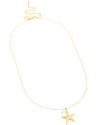 Waterproof Gold Plated Stainless Steel Pearl Starfish Pendant Necklace - link has visual effect only