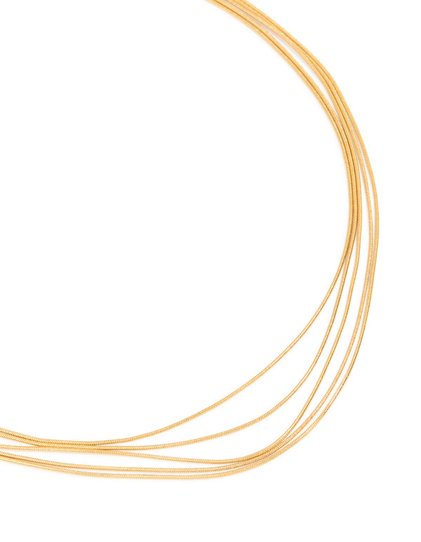 Waterproof Gold Plated Stainless Steel Multi Snake Chain Layered Necklace