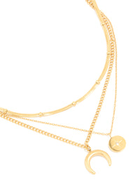Waterproof Gold Plated Stainless Steel Mixed Pendants Layered Necklace - link has visual effect only