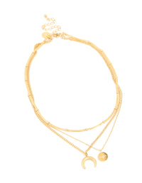 Waterproof Gold Plated Stainless Steel Mixed Pendants Layered Necklace - link has visual effect only