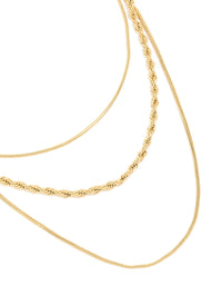 Waterproof Gold Plated Stainless Steel Mixed Chain Layered Necklace - link has visual effect only