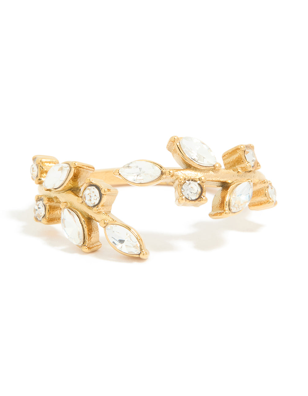 Waterproof Gold Plated Stainless Steel Cubic Zirconia Vine Wrap Ring