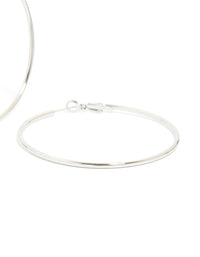 Designed with waterproof stainless steel hoop earrings in silver, 55 MM post detail view - link has visual effect only