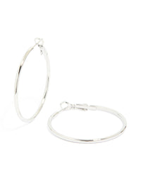 Showcasing waterproof stainless steel hoop earrings crafted from silver front view - link has visual effect only