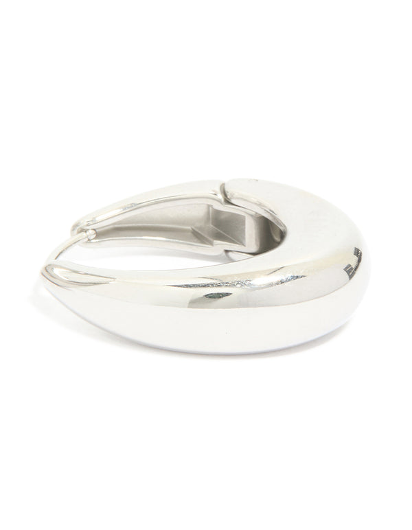Waterproof Stainless Steel Oval Hinged Hoop Earrings