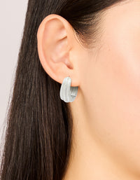 Waterproof Stainless Steel Hinge Hoop Indented Earrings - link has visual effect only