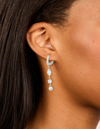 Waterproof Stainless Steel Cubic Zirconia Huggie Drop Earrings - link has visual effect only