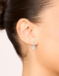 Waterproof Textured Stainless Steel Oval Hoop Earrings - link has visual effect only