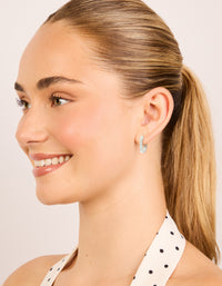 Waterproof Stainless Steel Cubic Zirconia Half Oval Hoop Earrings - link has visual effect only