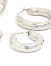 Waterproof Stainless Steel Tube Hoop Earrings 2-Pack - link has visual effect only