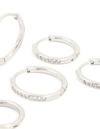 Waterproof Stainless Steel Cubic Zirconia Clicker Hoop Earring Pack - link has visual effect only