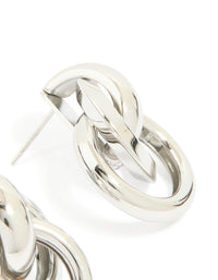 Waterproof Stainless Steel Knotted Link Drop Earrings - link has visual effect only