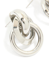 Waterproof Stainless Steel Knotted Link Drop Earrings - link has visual effect only