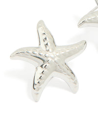 Waterproof Stainless Steel Textured Starfish Stud Earrings - link has visual effect only