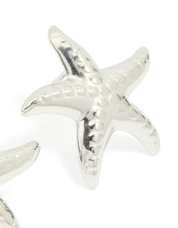 Waterproof Stainless Steel Textured Starfish Stud Earrings - link has visual effect only