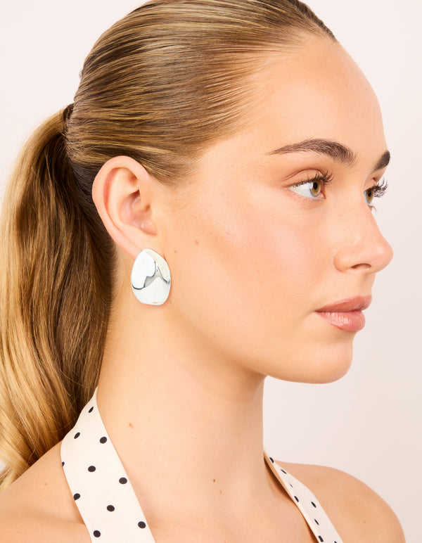Waterproof Stainless Steel Statement Organic Pebble Earrings