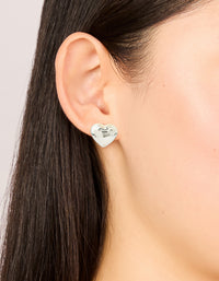 Waterproof Stainless Steel Small Chunky Heart Stud Earrings - link has visual effect only