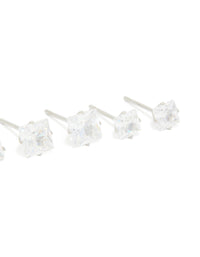 Waterproof Stainless Steel Cubic Zirconia Square Stud Earrings 3-Pack - link has visual effect only