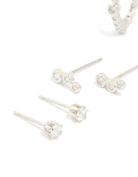 Waterproof Stainless Steel Diamante Stacking Earrings 4-Pack - link has visual effect only