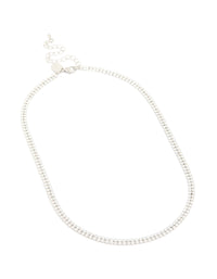 Waterproof Stainless Steel Cubic Zirconia Tennis Layered Necklace - link has visual effect only