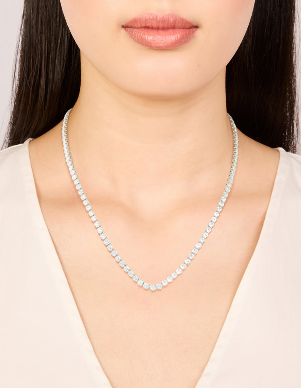 Waterproof Stainless Steel Cubic Zirconia Classic Tennis Necklace