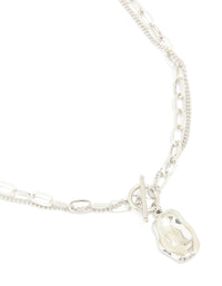 Waterproof Stainless Steel Molten Pendant & Chain Layered Necklace - link has visual effect only