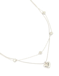 Waterproof Stainless Steel Multi Heart Charms Layered Necklace - link has visual effect only