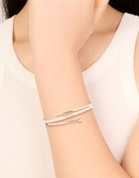 Waterproof Stainless Steel Cubic Zirconia Nail Hinge Bangle - link has visual effect only