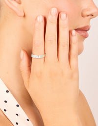 Waterproof Stainless Steel Thin Cubic Zirconia Trio Rings 3-Pack - link has visual effect only