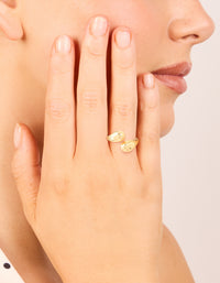 Waterproof Gold Plated Stainless Steel Double Teardrop Wrap Around Ring - link has visual effect only