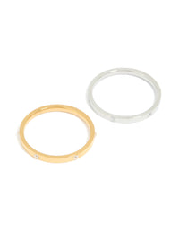 Waterproof Mixed Metals Plated Stainless Steel Skinny Cubic Zirconia Dot Rings 2-Pack - link has visual effect only