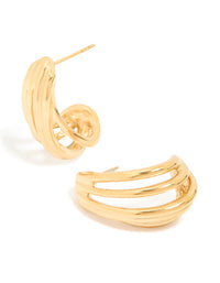 Waterproof Gold Plated Stainless Steel Layered Hoop Earrings - link has visual effect only